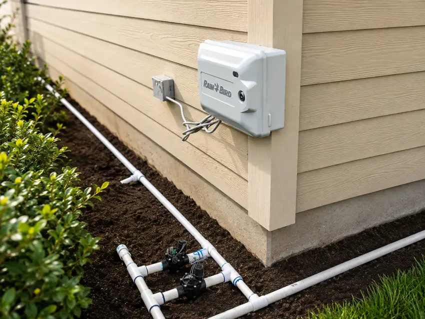 Front yard bed watered by a newly installed sprinkler system — Irrigation Projects